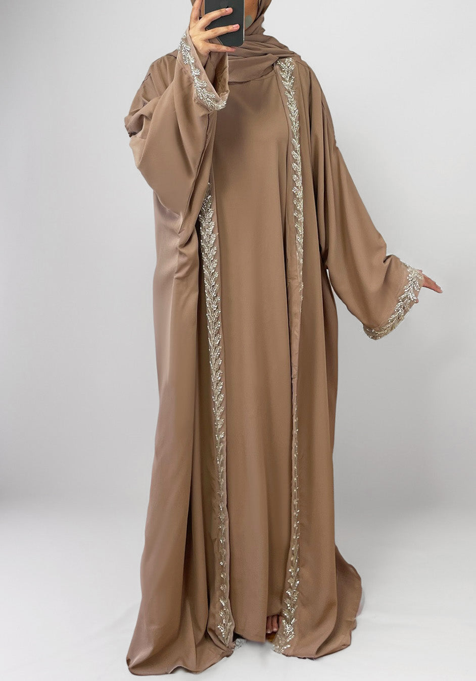 Dreiteilige Abaya Farah Taupe