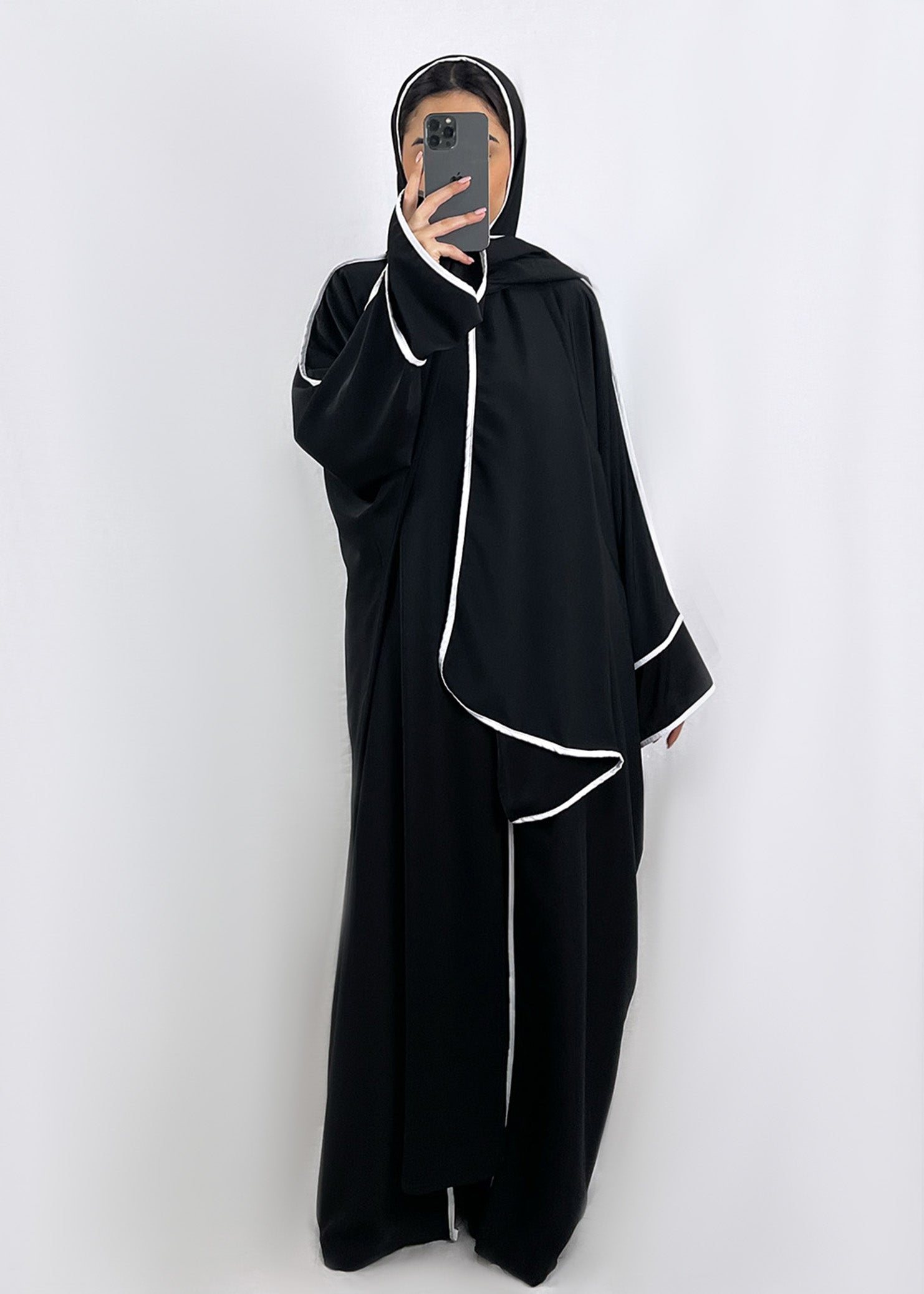 Dreiteilige Abaya Amela Schwarz