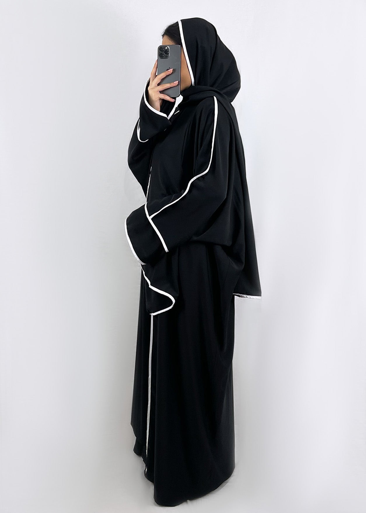 Dreiteilige Abaya Amela Schwarz