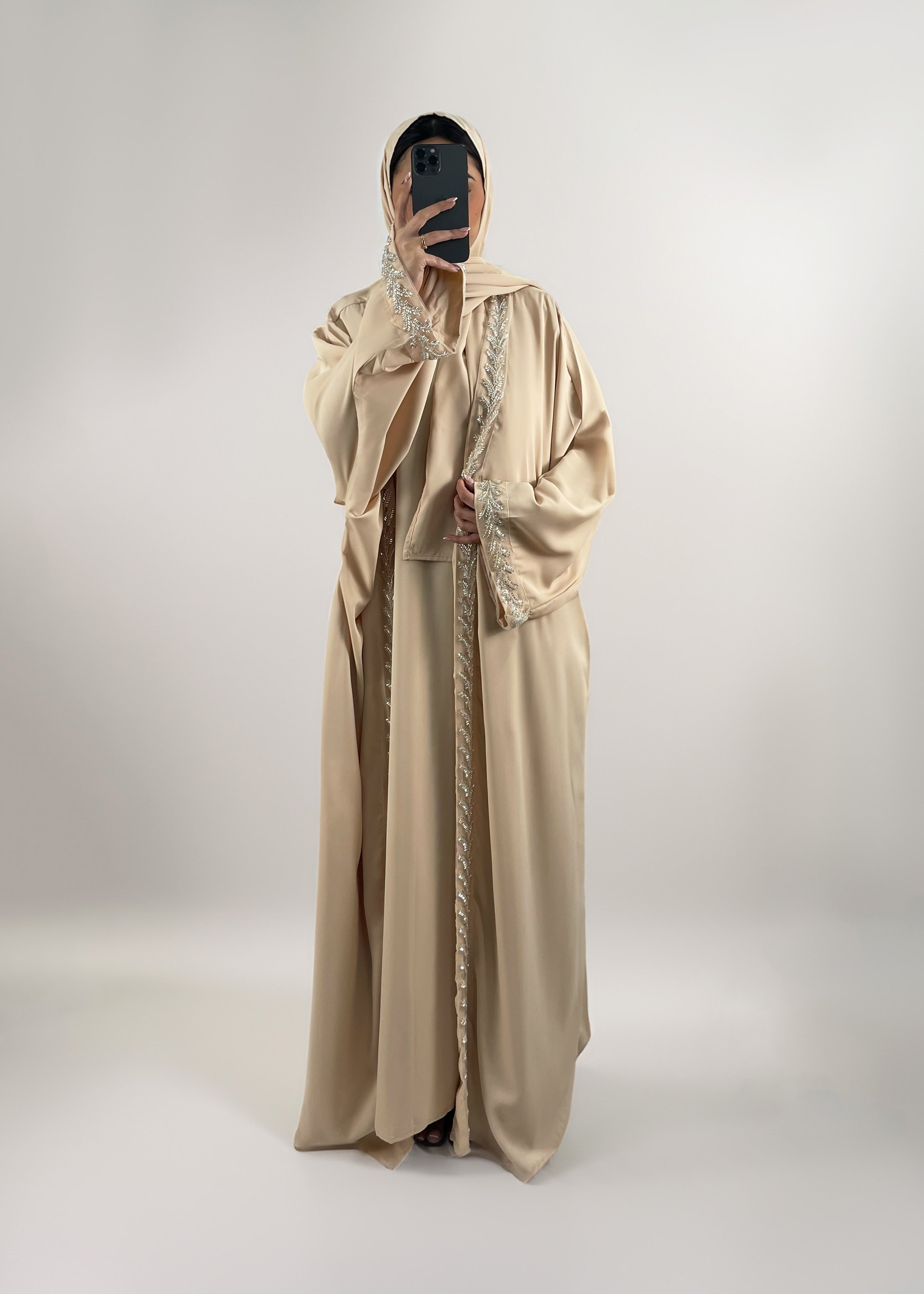 Dreiteilige Abaya Farah Beige