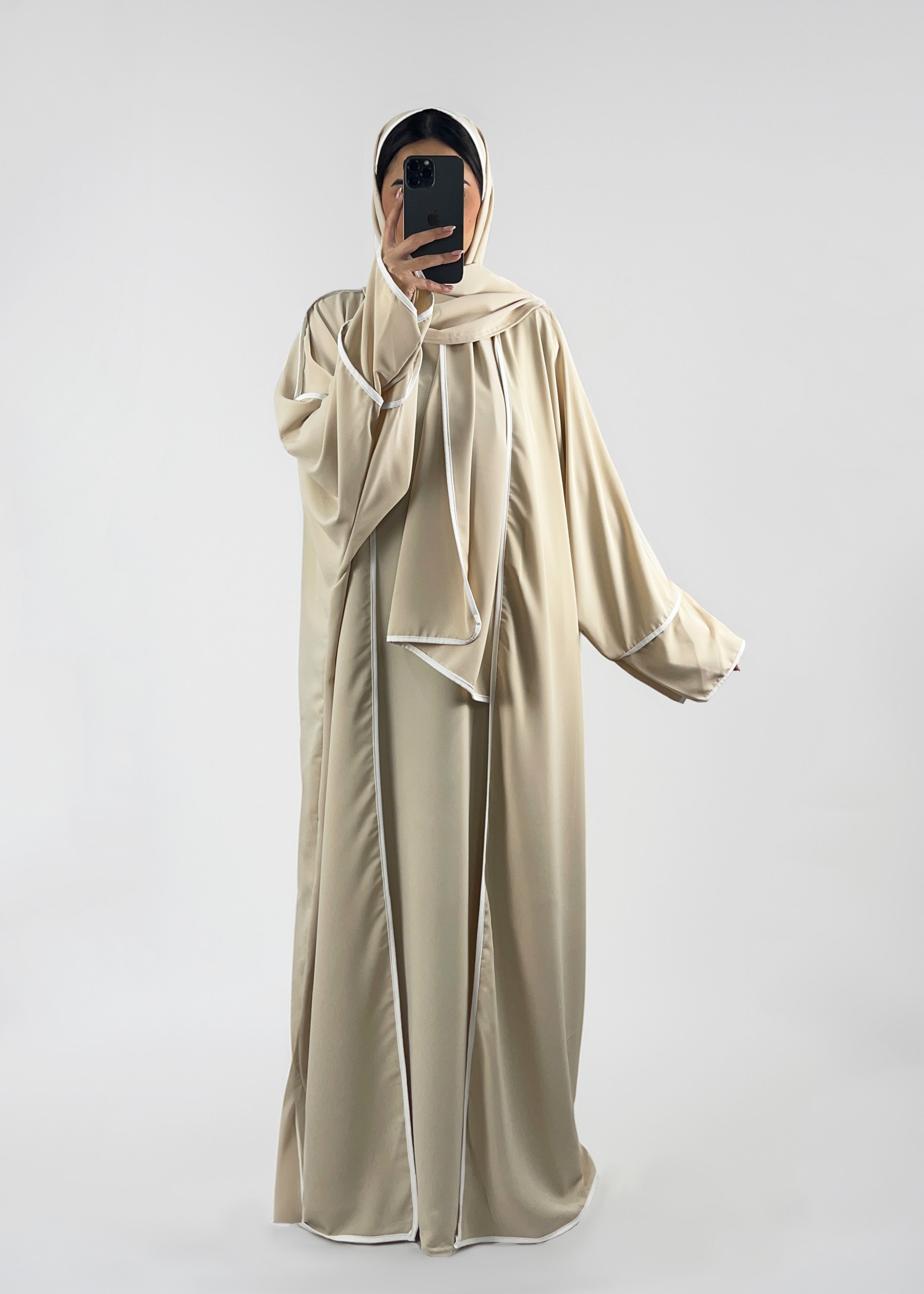 Dreiteilige Abaya Amela Beige