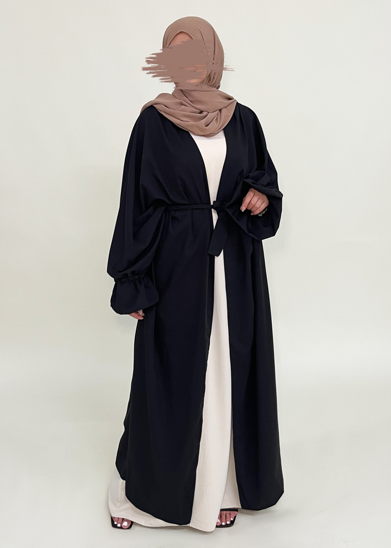 Offene Abaya Sahra Schwarz